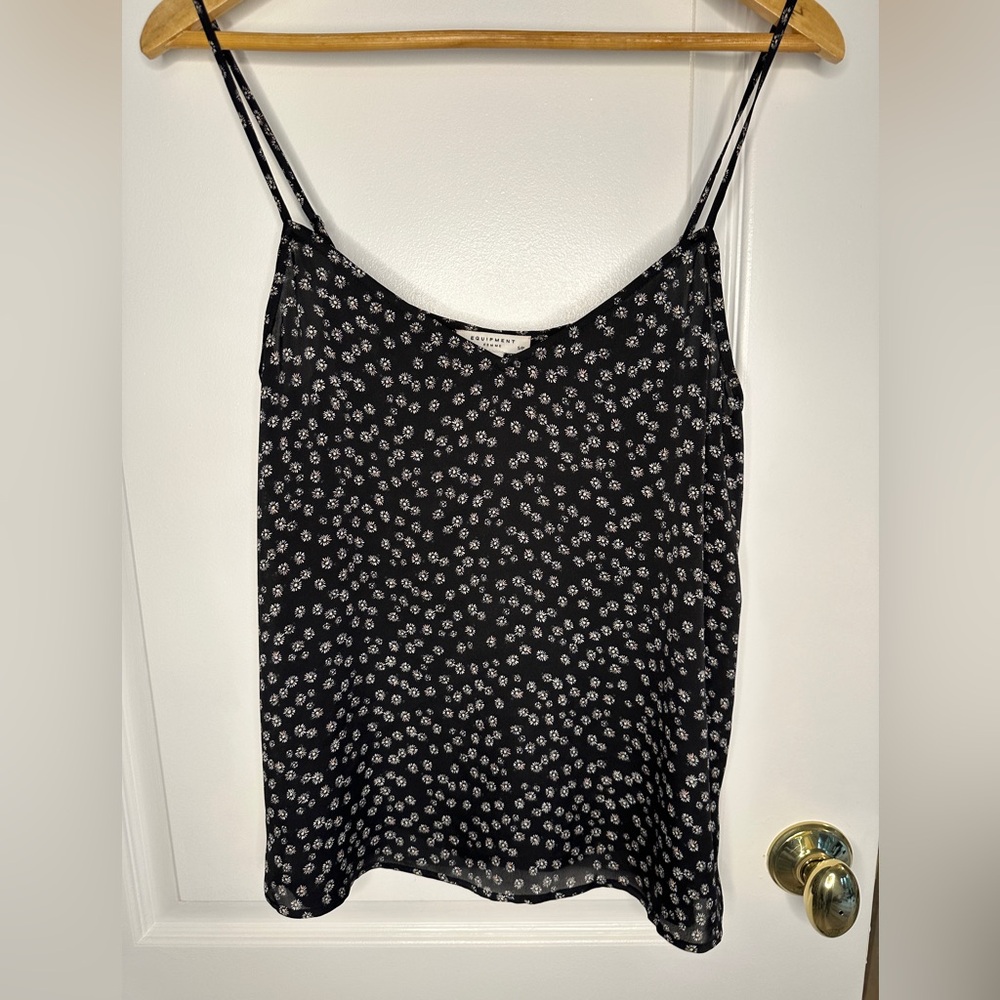 Equipment Silky Soft Black Floral Ditsy Spaghetti Strap Tank Camisole Small P